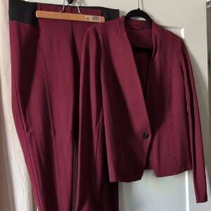 Elegant Burgundy Blazer/ Pants Set